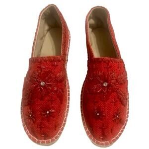 Antik Batik x Johnny Was Tori Embroidered Espadrille in Red Size 38 (US 7.5 - 8)